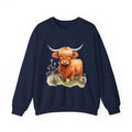 Highland Cow Crewneck Sweatshirt — Cute Watercolor Highland Cattle Graphic