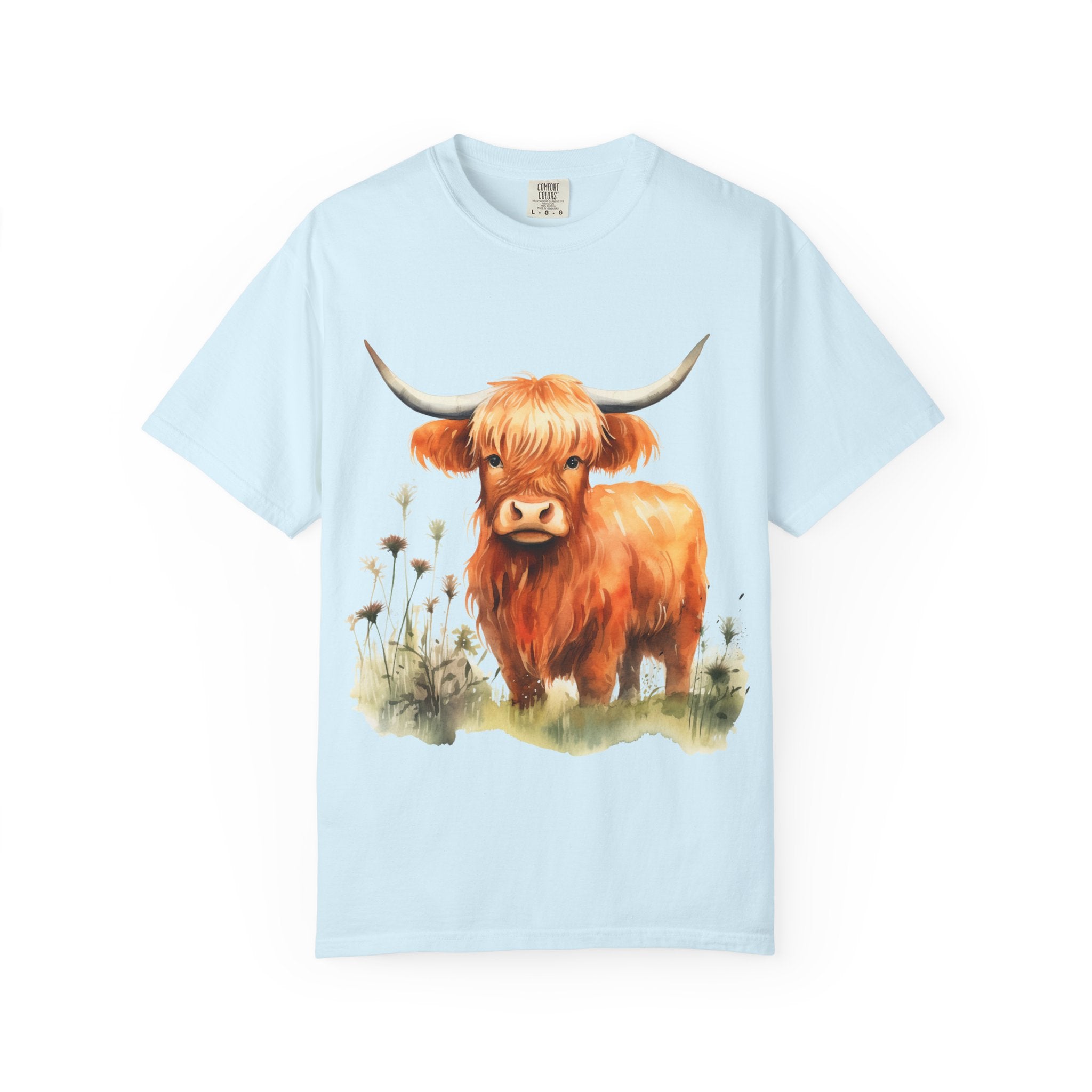Highland Cow T-Shirt — Cute Watercolor Scottish Highland Cattle Tee