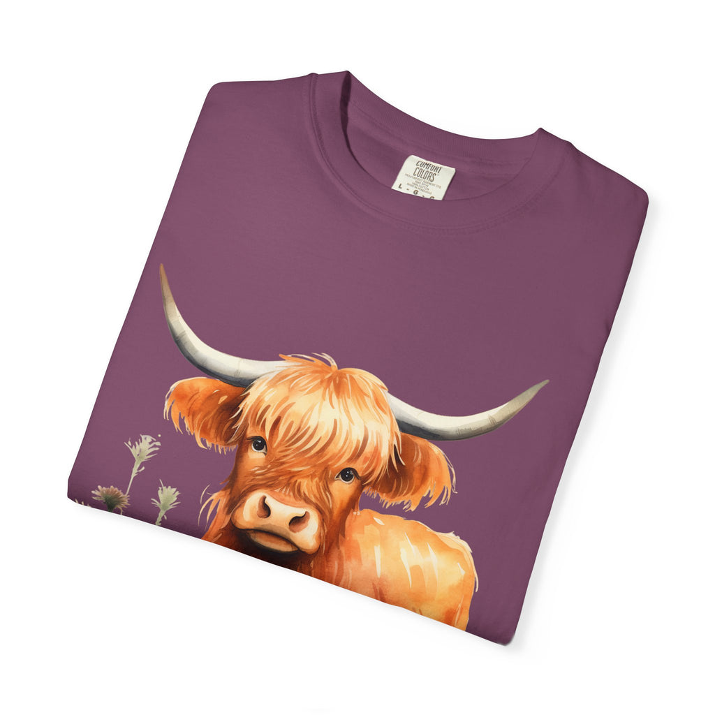 Highland Cow T-Shirt — Cute Watercolor Scottish Highland Cattle Tee
