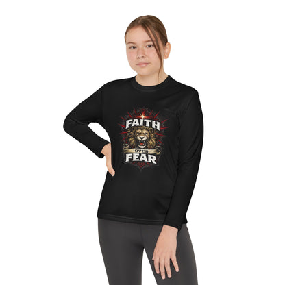 Youth Long Sleeve Tee - "Faith Over Fear" Lion Graphic