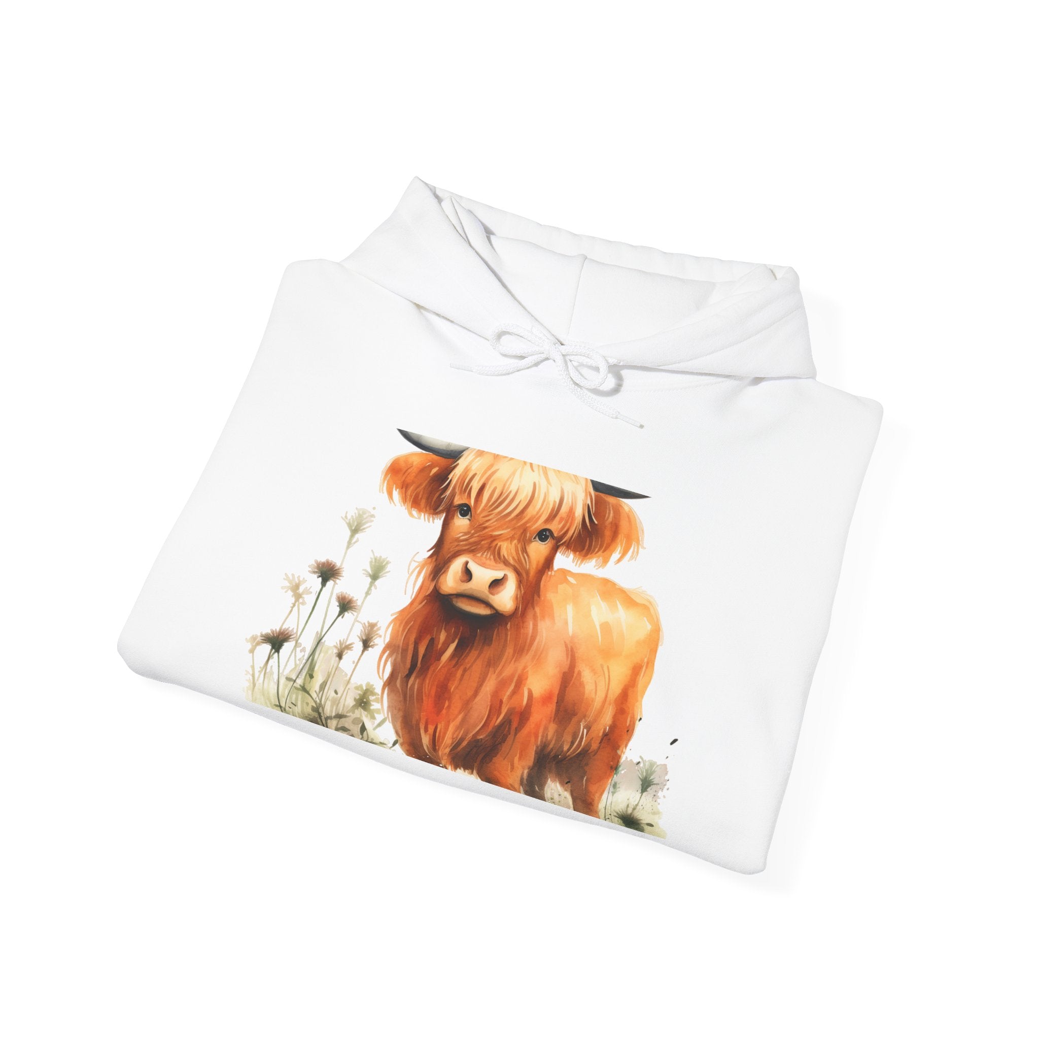Highland Cow Hoodie - Cute Watercolor Calf Sweatshirt for Animal Lovers