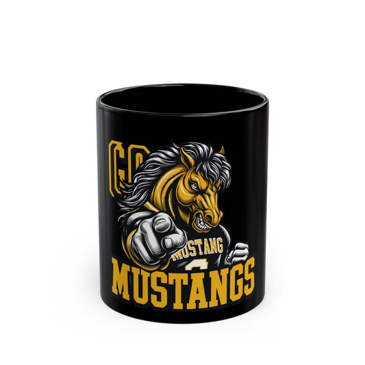 Mustangs Mascot Coffee Mug — Go Mustangs! (Black 11oz/15oz)