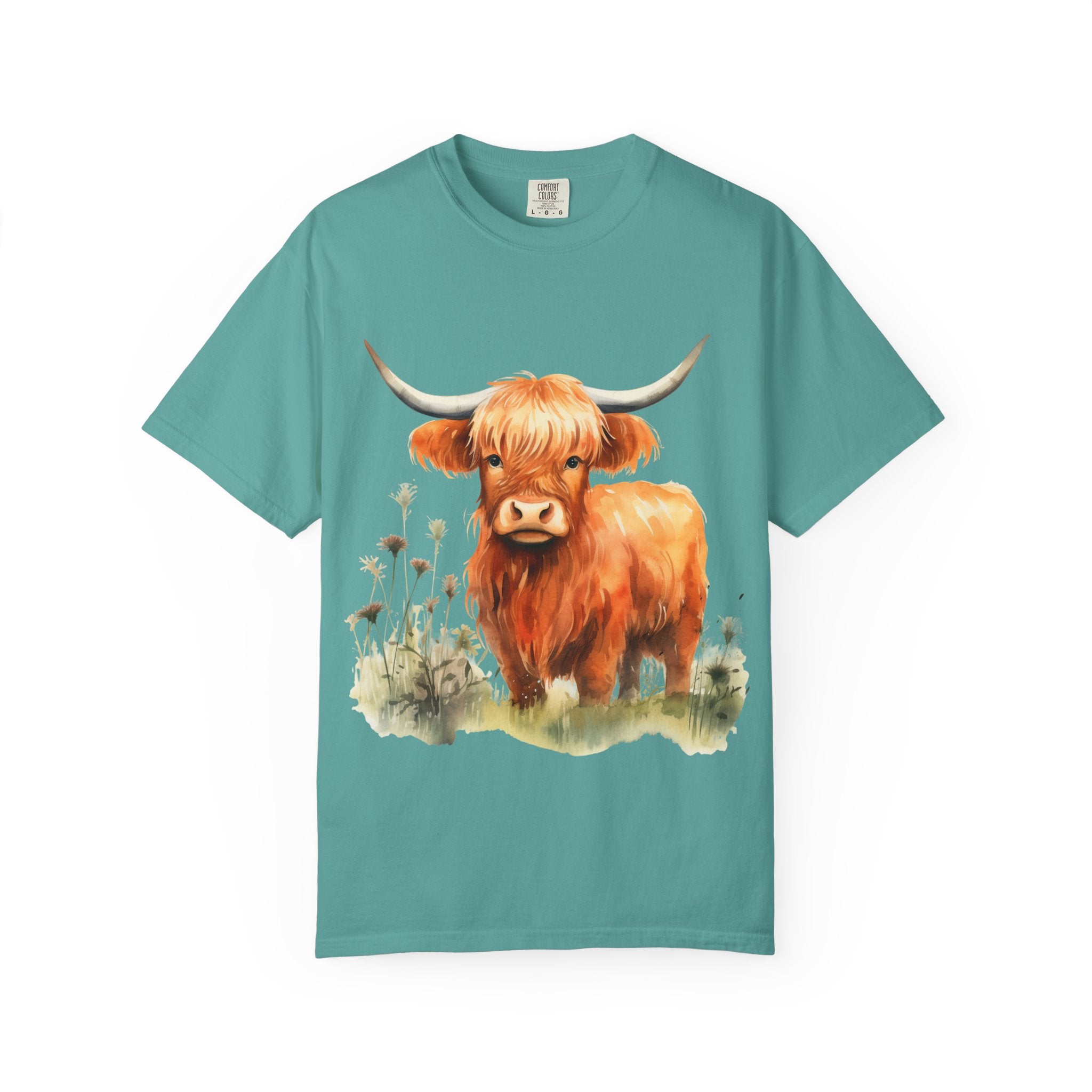 Highland Cow T-Shirt — Cute Watercolor Scottish Highland Cattle Tee